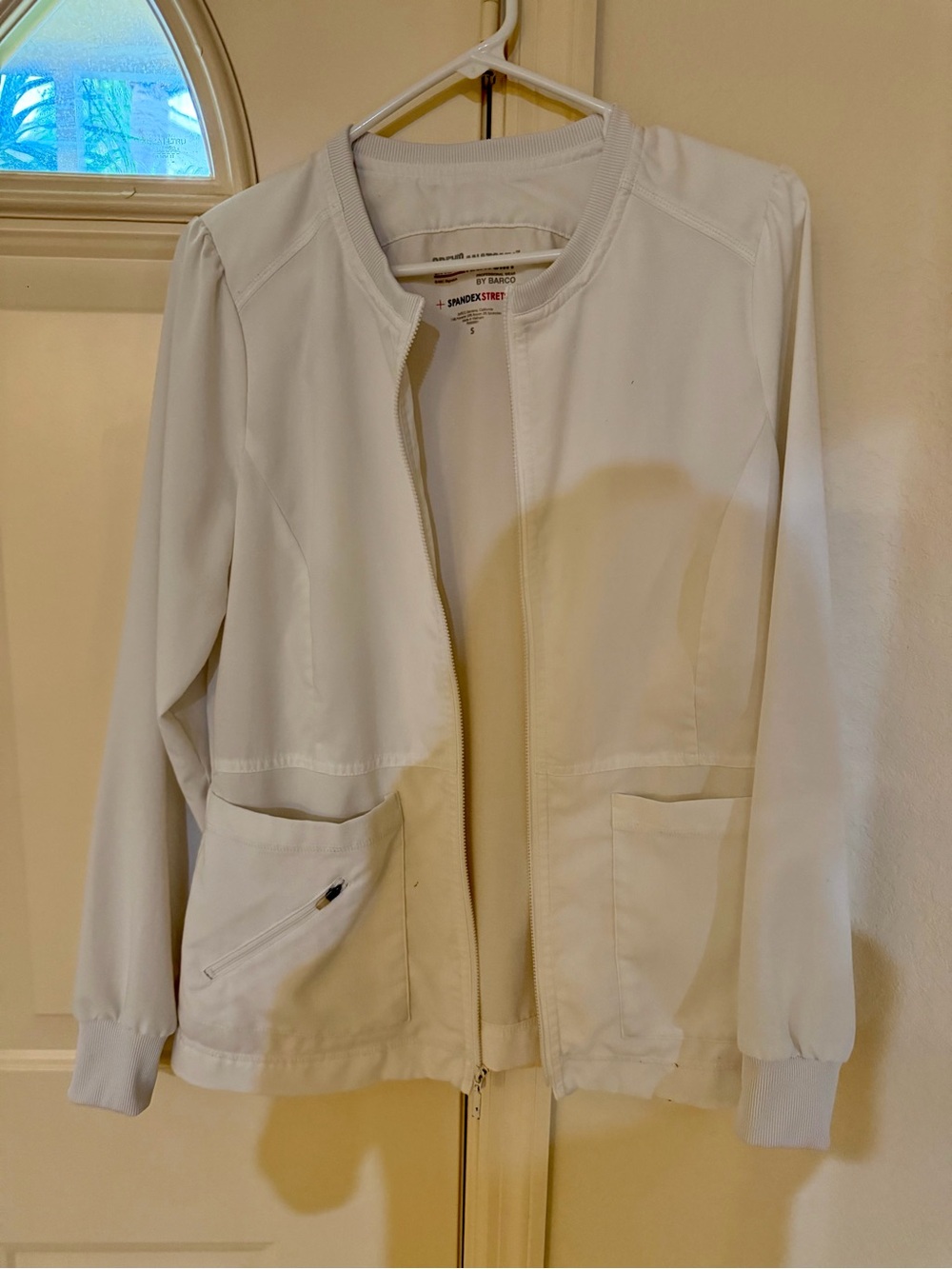 White Women's Lightweight scrub jacket Zip-up